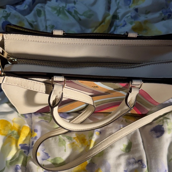 Tory Burch Cream Chevron Satchel - Picture 3 of 8